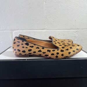 Madewell Teddy Calf Hair Cheetah Animal Print Brown Flat Shoes Slip On Womens 8